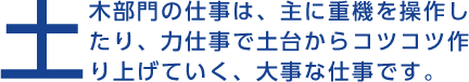 土木部門の仕事は、主に重機を操作します。